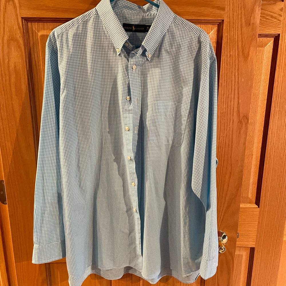Ralph Lauren Light Blue Checkered Button Down Shirt